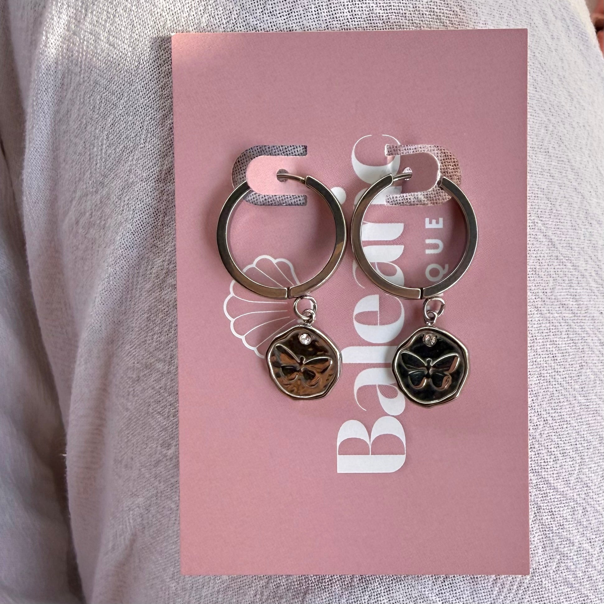 Poppy Silver Macro Huggie Earrings