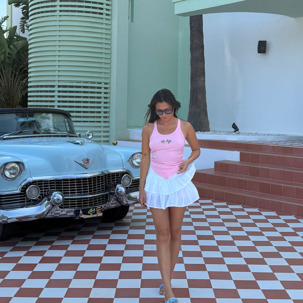 Pink Palm Bandana Tank Top