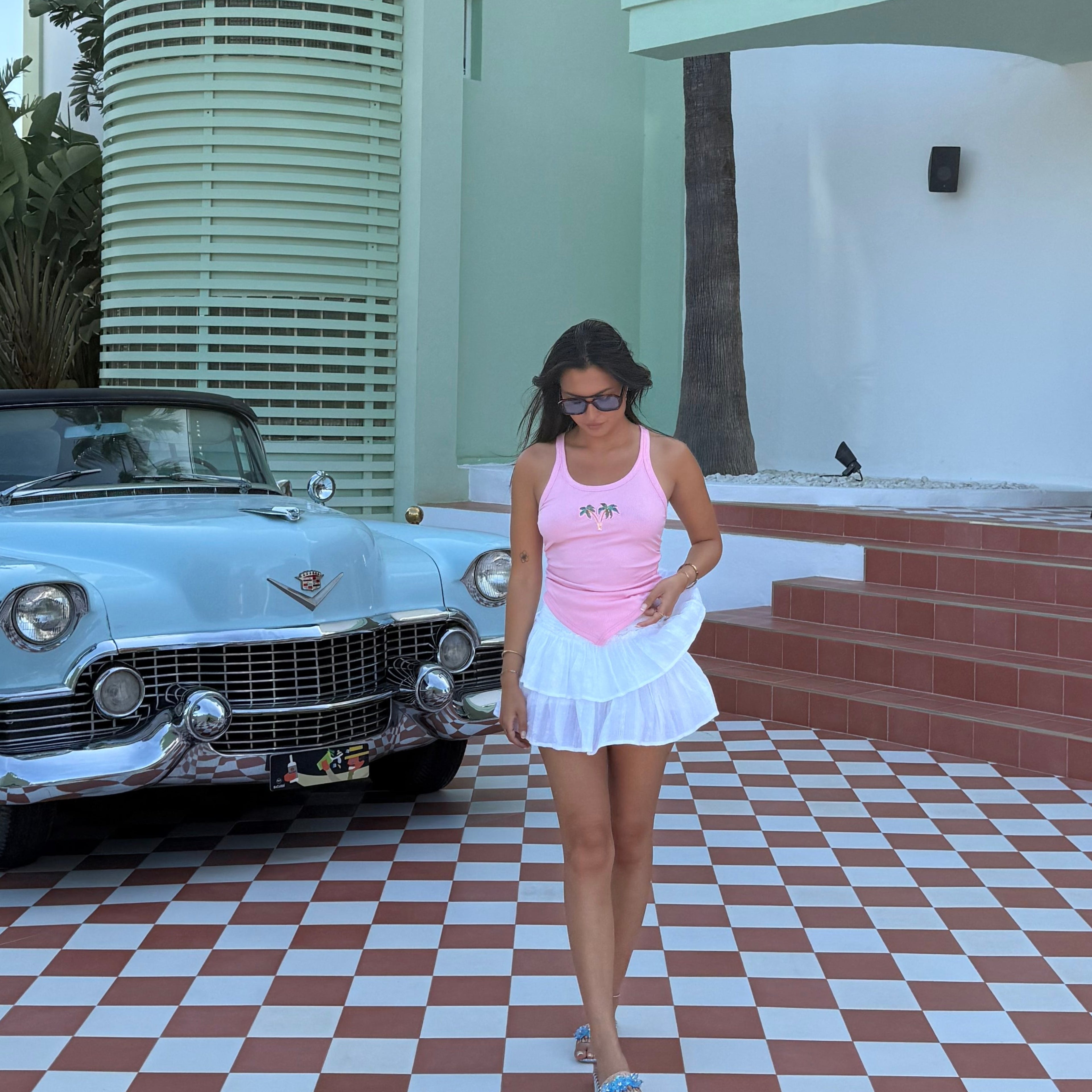 Pink Palm Bandana Tank Top