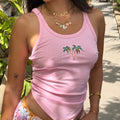 Pink Palm Bandana Tank Top