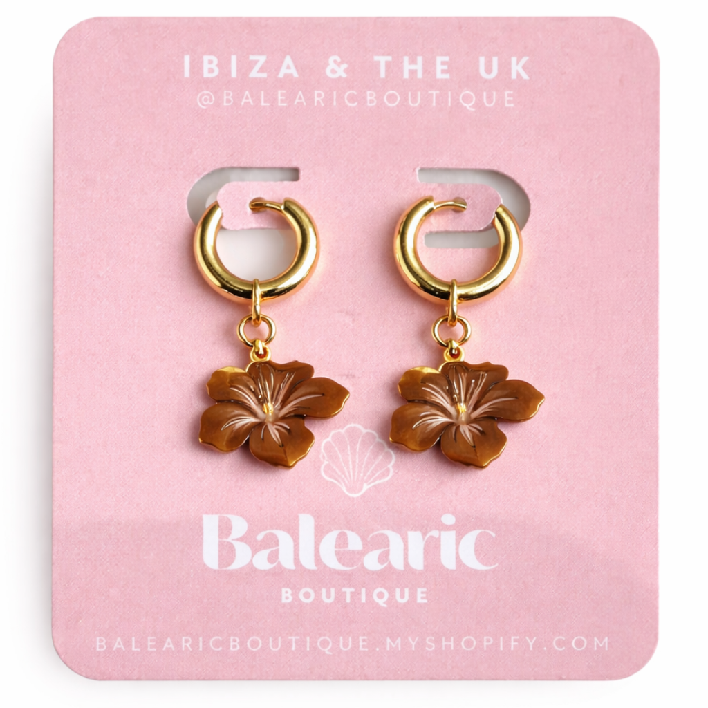 Hibiscus Huggie Earrings