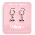 Silver Cherry Huggie Earrings