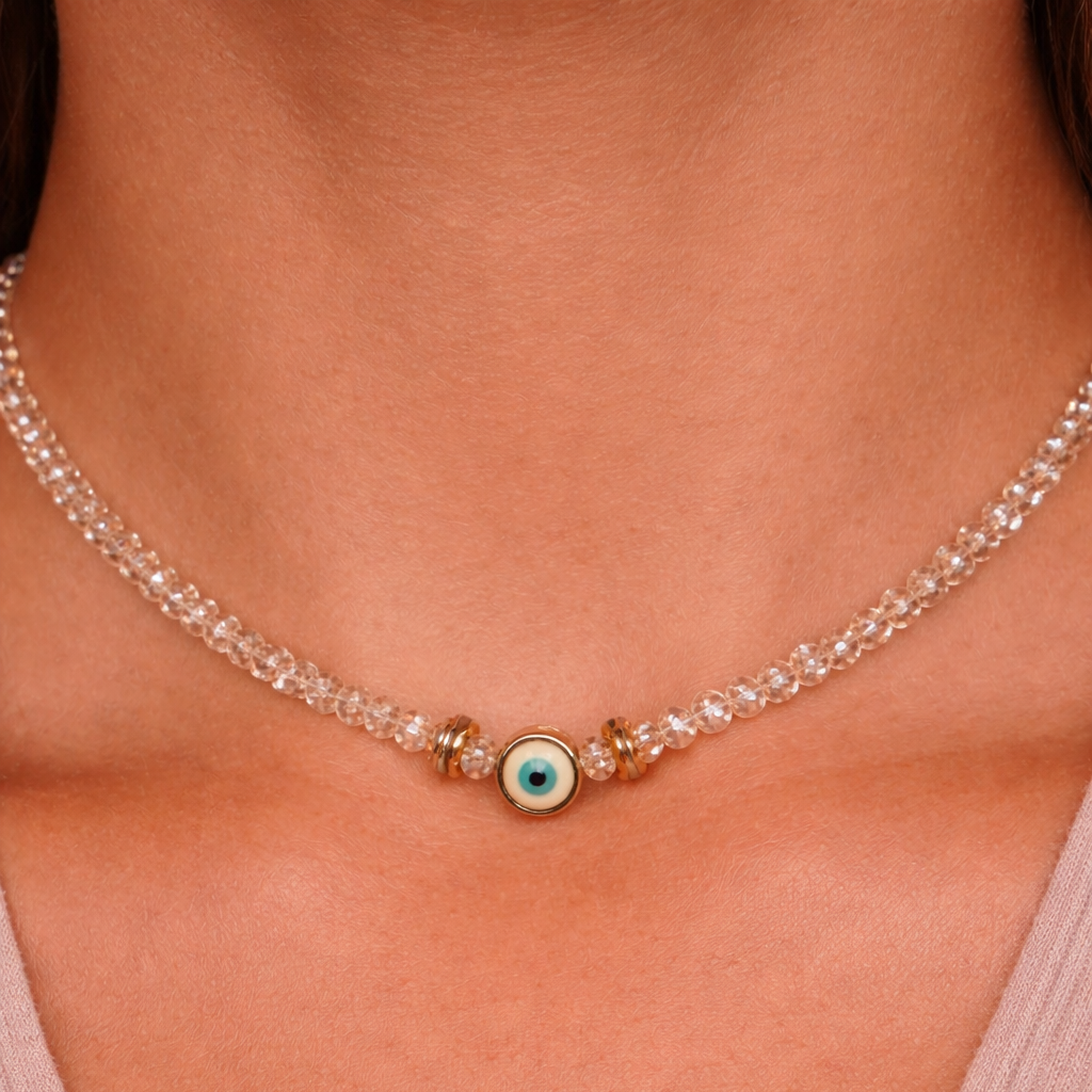 Pink Evil Eye Beaded Necklace