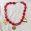 Red Chunky Charm Necklace