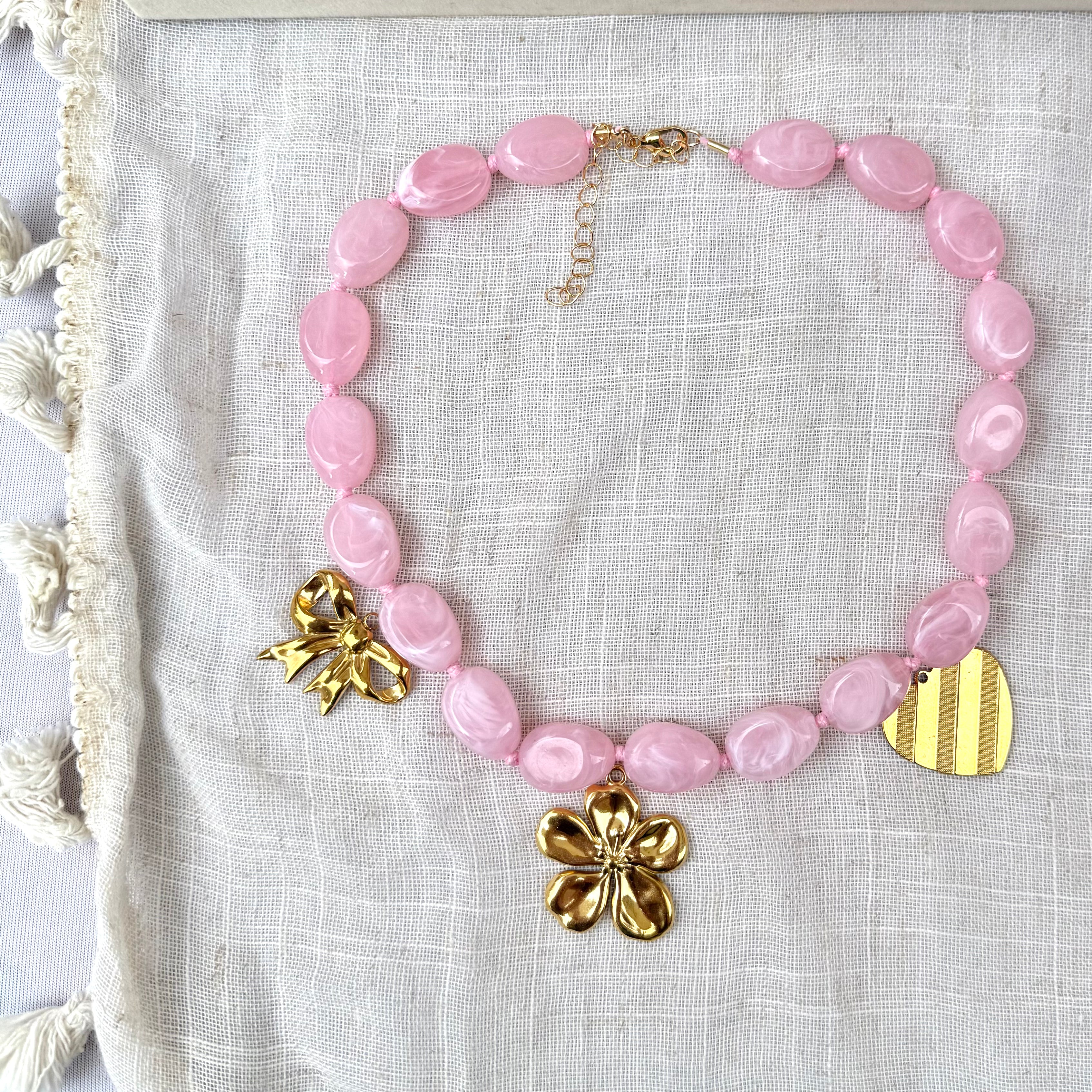 Pink Chunky Charm Necklace
