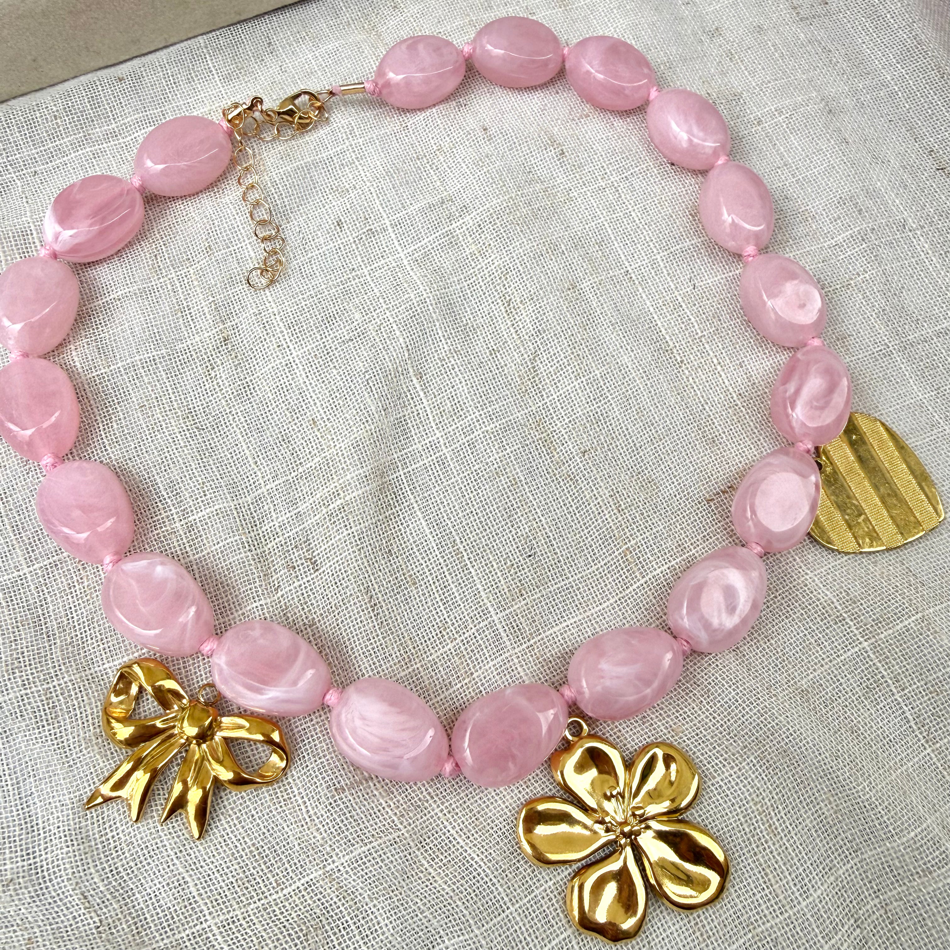 Pink Chunky Charm Necklace