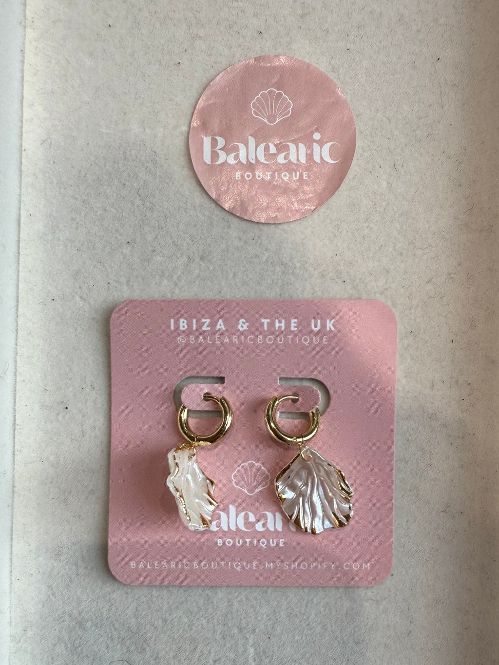 Gold Tipped Shell Huggie Earrings
